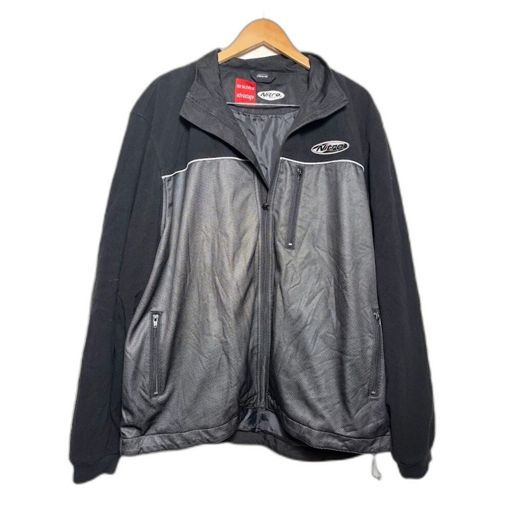 Nitro Racing Jacket Men's XXXL 3XL Black Gray Bomber Performance y2k Motorcycle